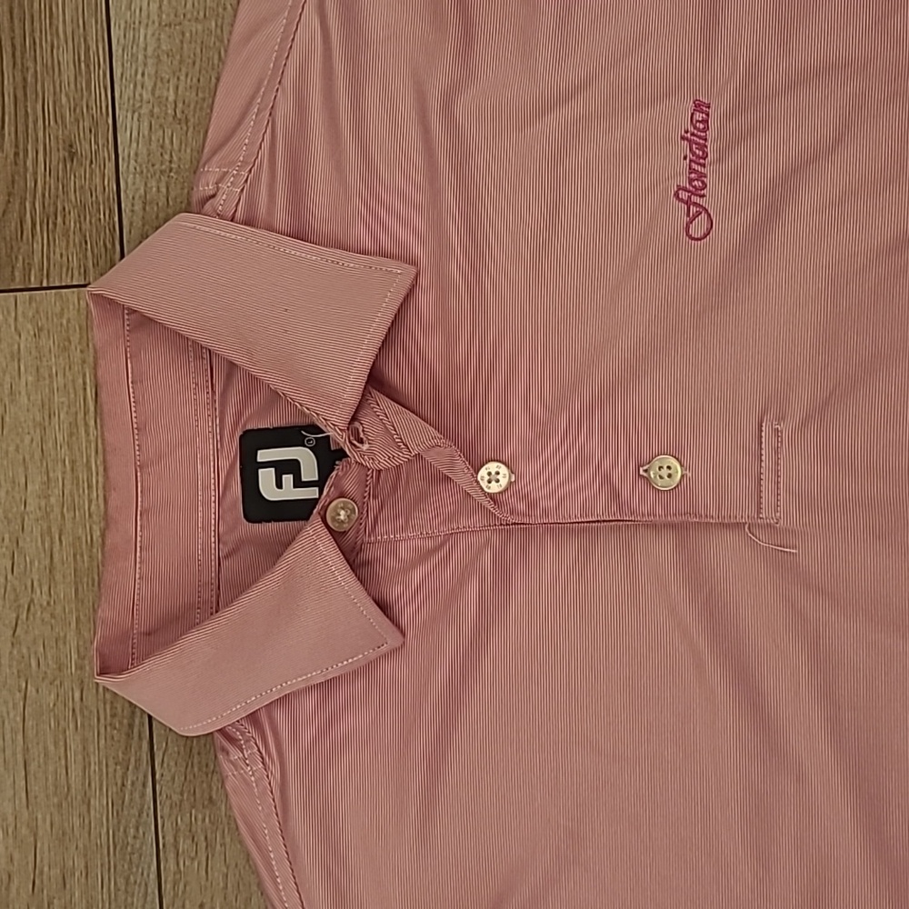 FOOTJOY Pink White Floridian Embroidered Large Mens Short Sleeve Golf Polo Shirt